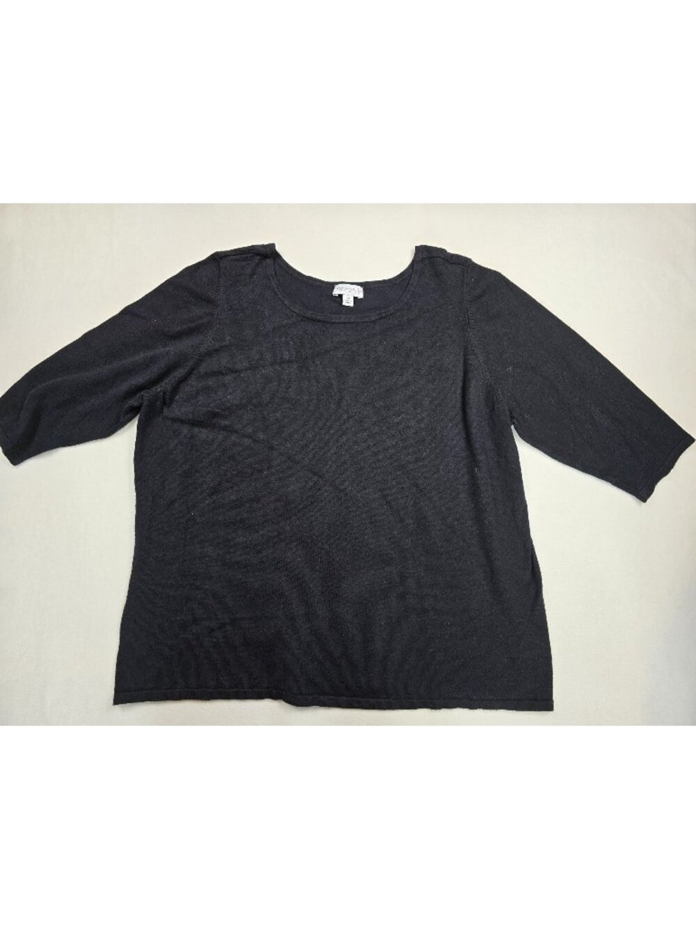 Susan Graver Essentials Black 3/4 Sleeve Sweater Top 2X Stretch Womens Shirt